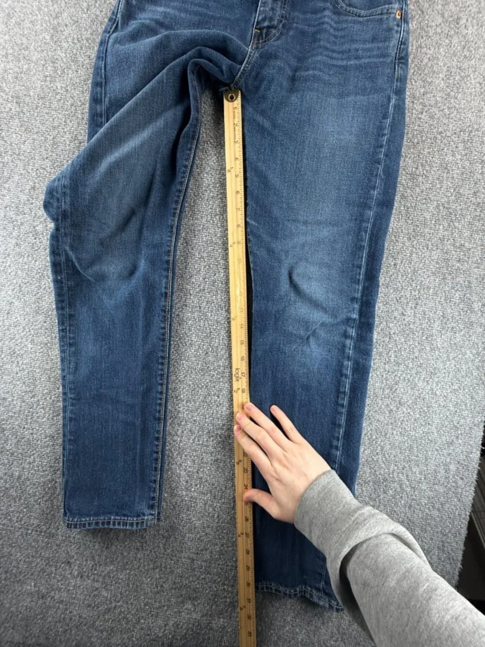 Levis 502 Premium Blue Denim Jeans Leather Patch Cotton Blend ACTL 31X30.5